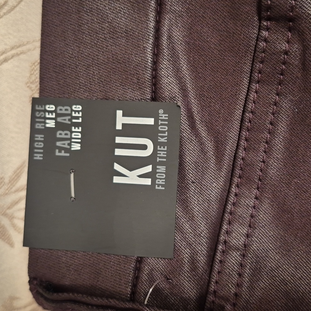 Kut From the Kloth High Rise Meg Fab Ab Wide Leg Coated Jean in Sangria